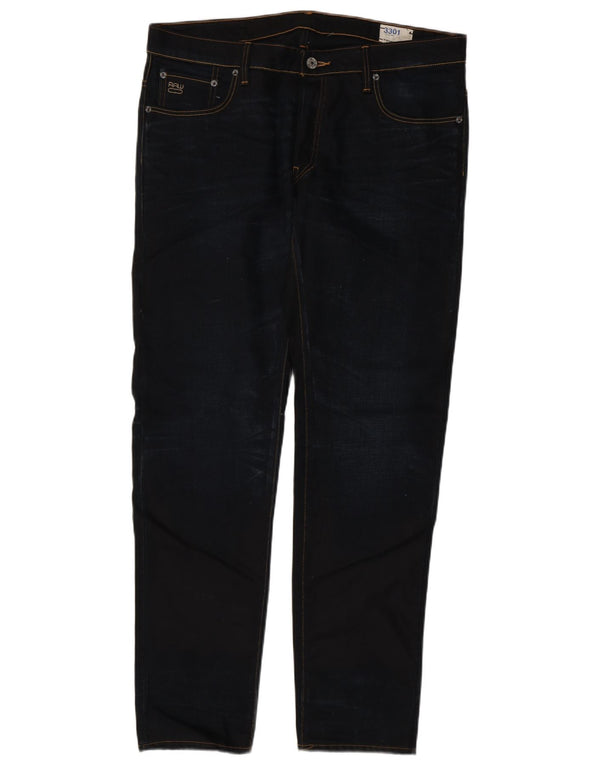Calça jeans masculina G-Star baixa cônica W36 L34 algodão azul marinho