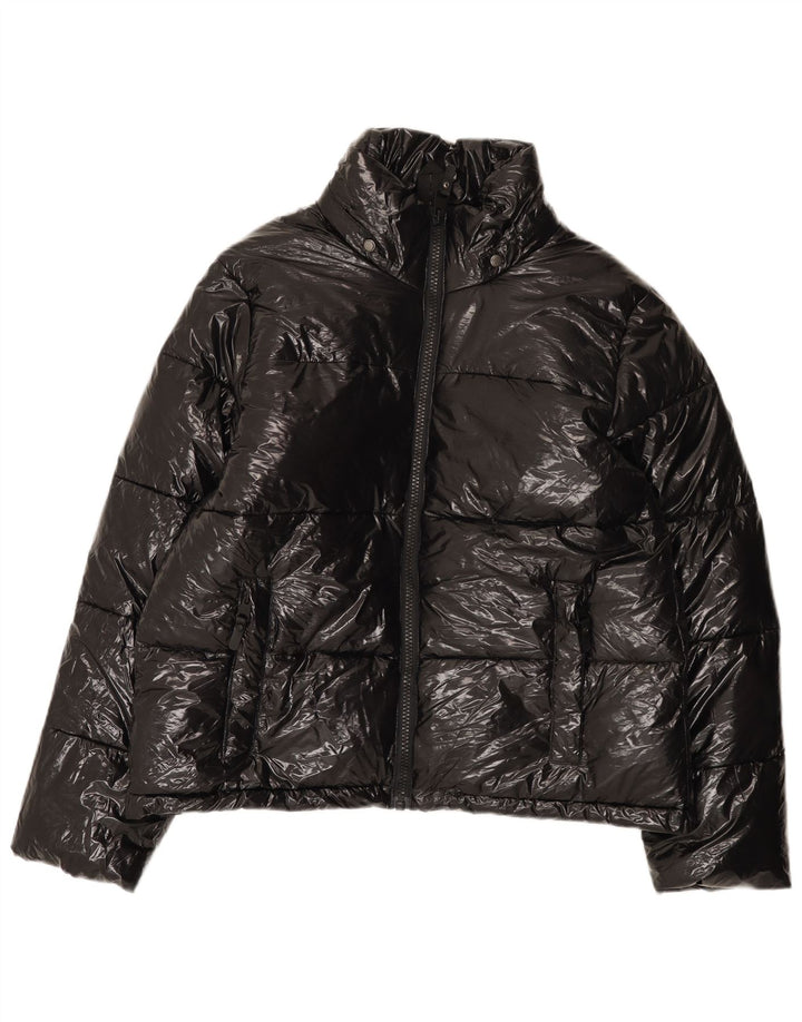 Jaqueta acolchoada superdimensionada feminina vintage Reino Unido 18 XL preto nylon