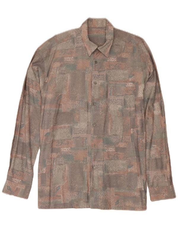 Camisa masculina VINTAGE grande poliéster multicolorido patchwork