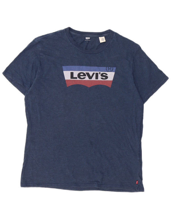 Camiseta gráfica masculina Levi's Top grande algodão azul marinho