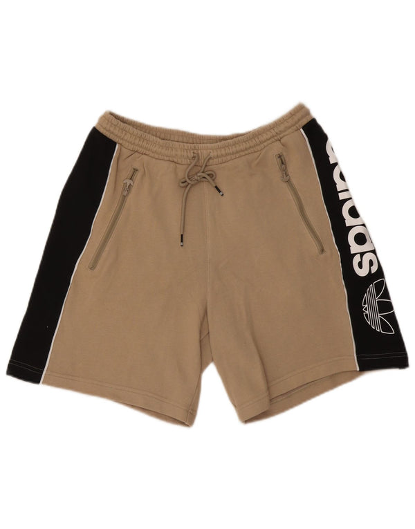 Adidas masculino gráfico esporte shorts médio bege colorblock algodão
