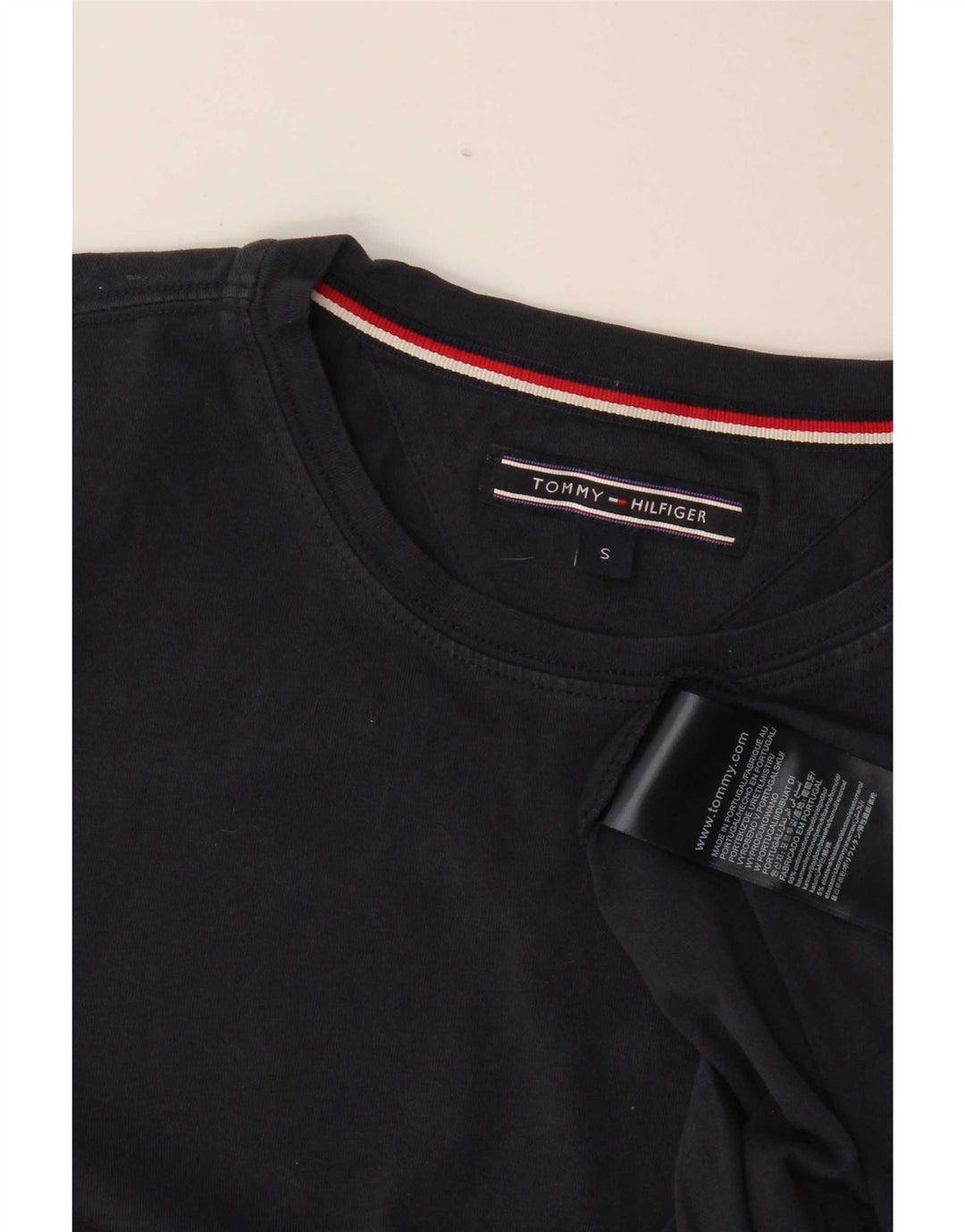 Camiseta masculina Tommy Hilfiger top pequeno algodão azul marinho