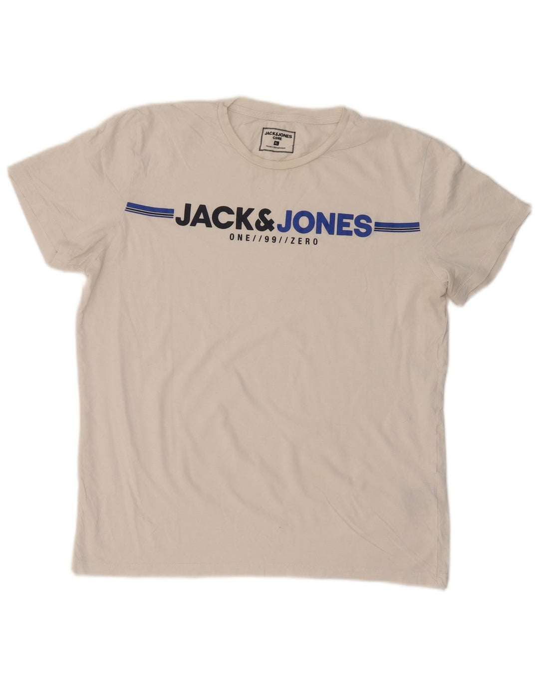 JACK & JONES Camiseta masculina gráfica Top XL algodão branco