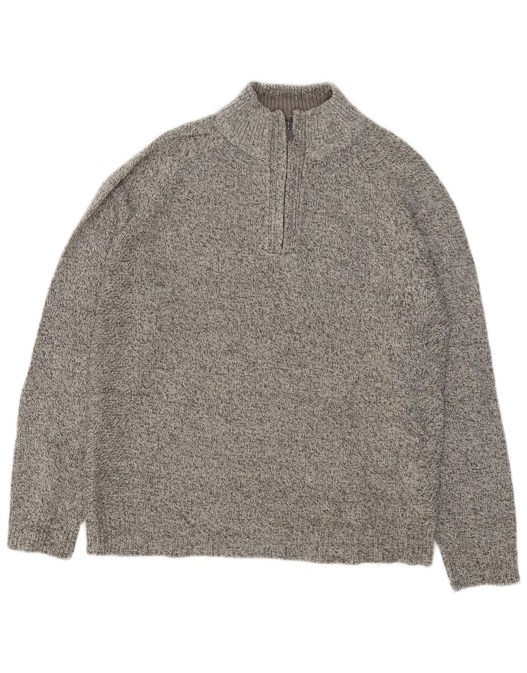 Suéter masculino Marks & Spencer com zíper e gola cinza médio manchado