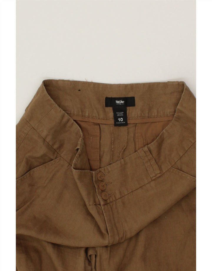 MOSSIMO Womens Wide Leg Cropped Trousers US 10 Large W32 L26 Brown Linen Vintage Mossimo and Second-Hand Mossimo from Messina Hembry 
