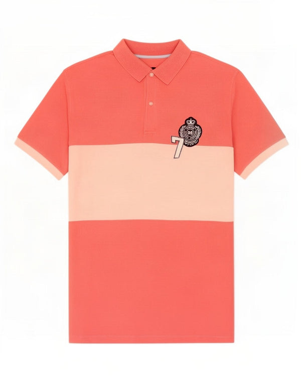 Camisa polo masculina Massimo Dutti XL algodão colorblock rosa
