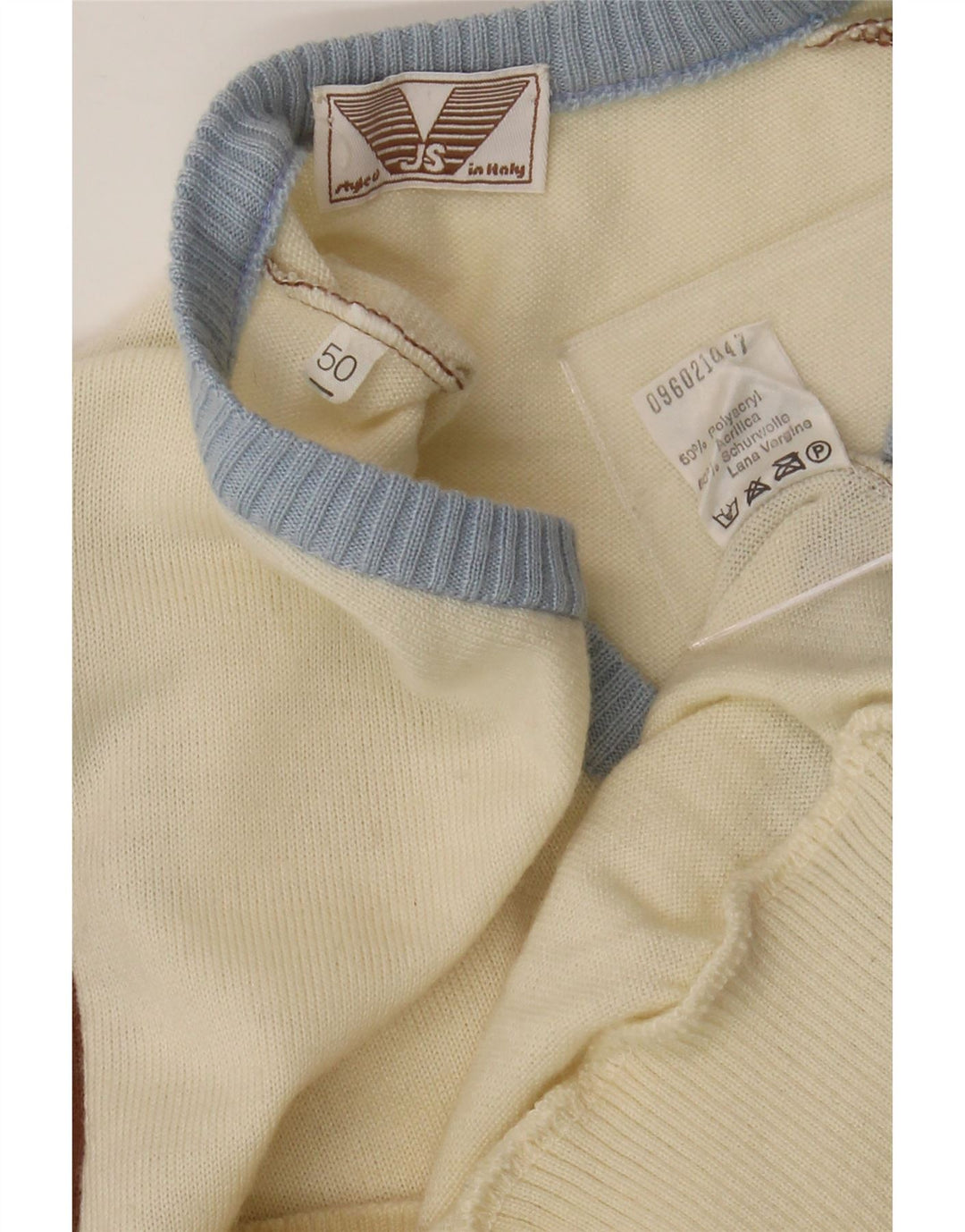Suéter masculino VINTAGE com decote em V IT 50 bloco colorido médio multicolorido
