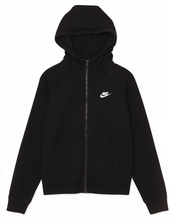Suéter Nike feminino com capuz e zíper UK 6 XS preto algodão esportivo