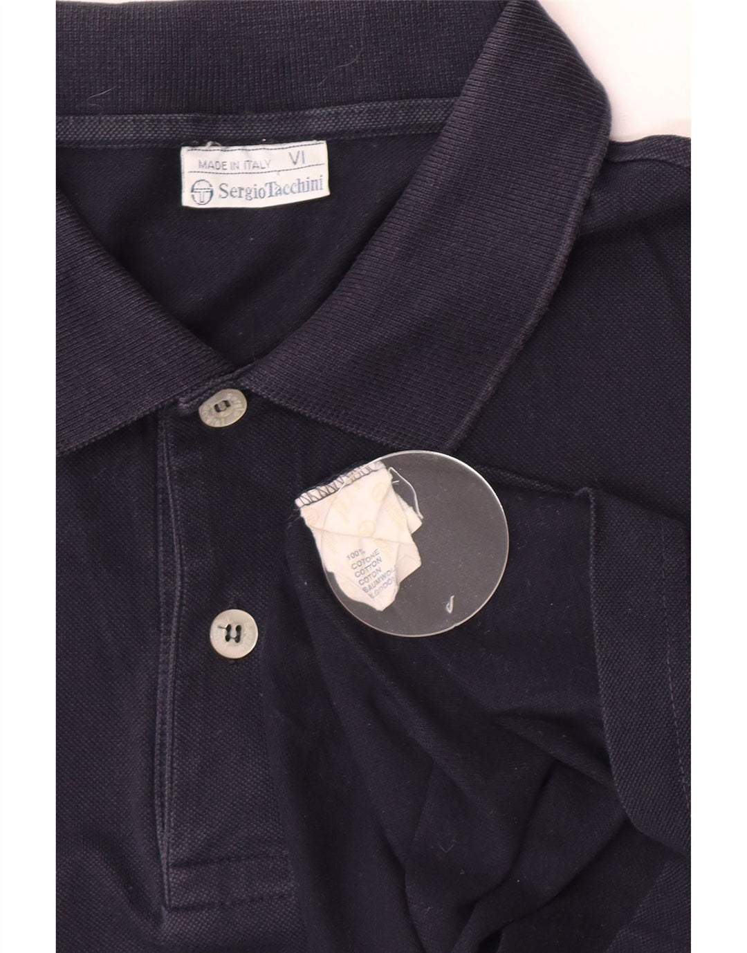 Camisa pólo masculina Sergio Tacchini grande algodão azul marinho