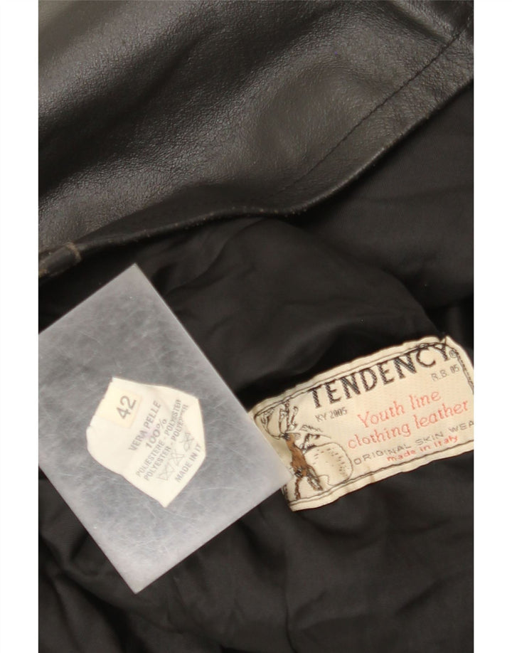 Jaqueta de couro feminina vintage IT 42 couro preto médio