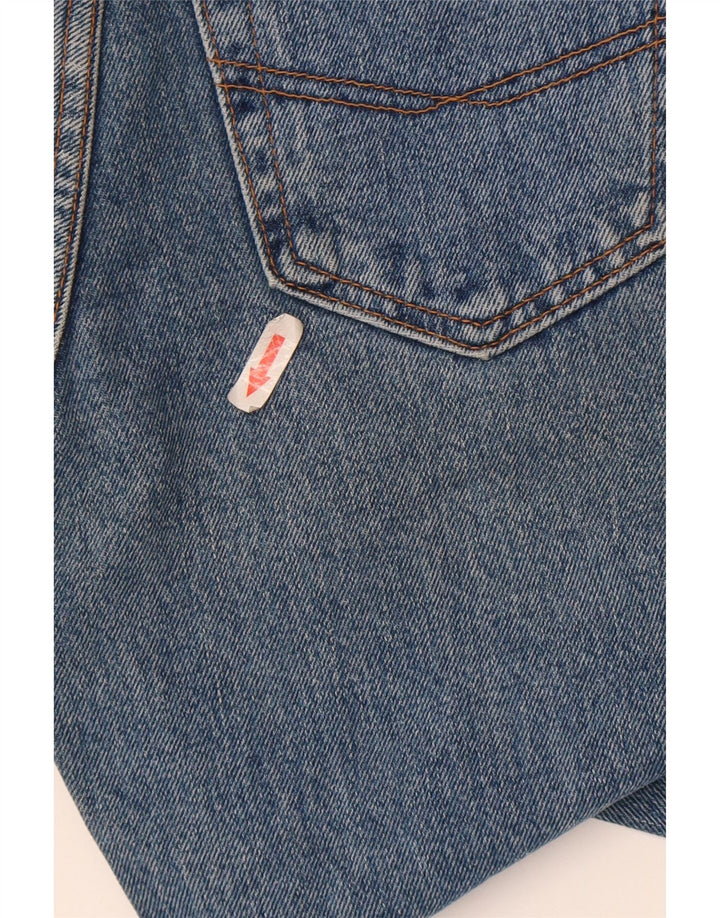 Rifle feminino jeans reto W28 L34 algodão azul