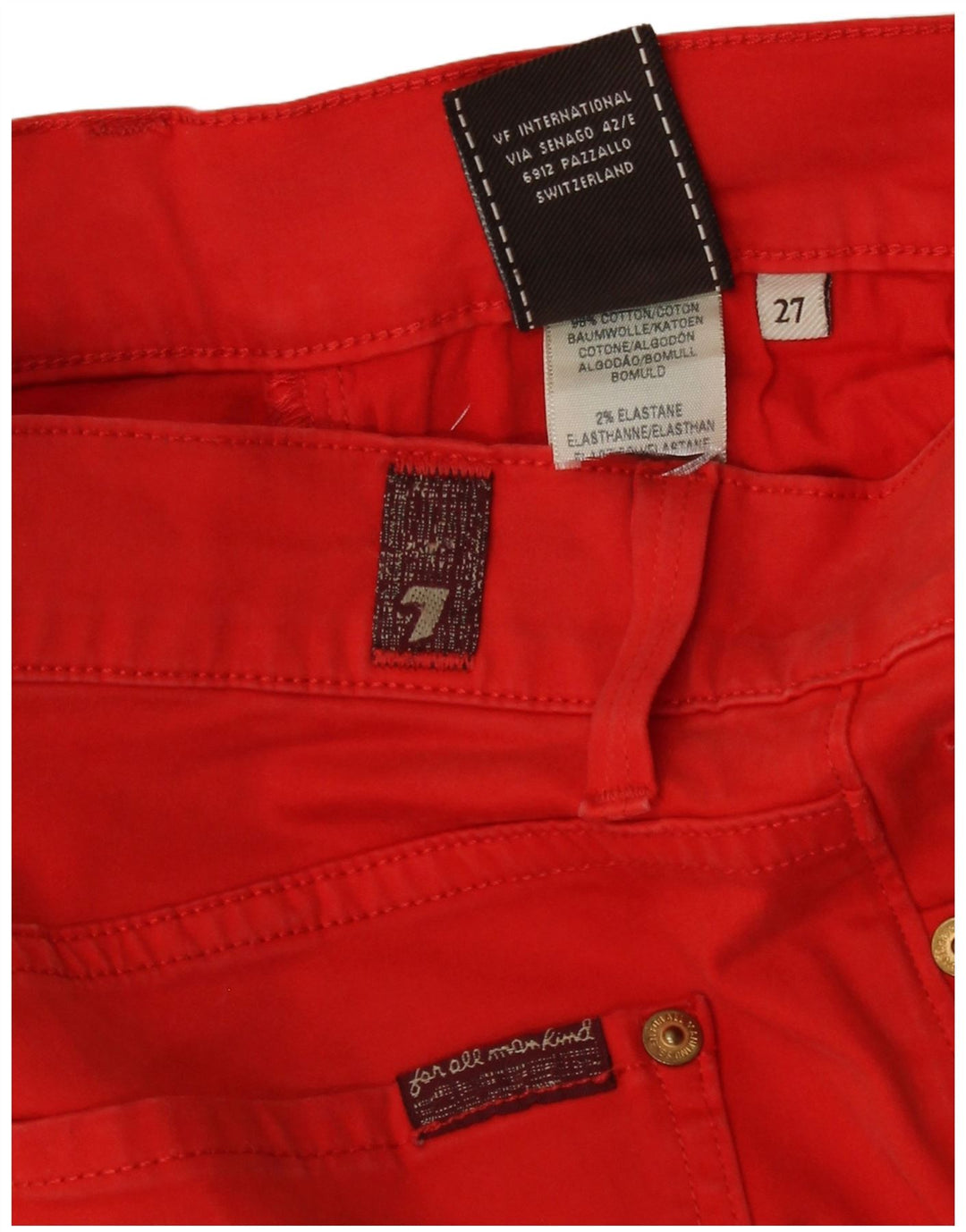7 For All Mankind Jeans Slim Feminino W27 L33 Algodão Vermelho