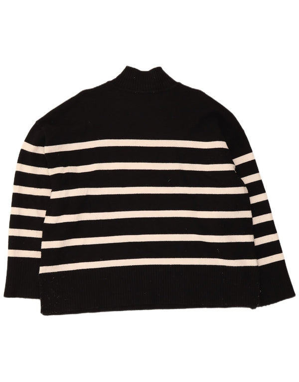 Zara Suéter feminino oversized com gola de tartaruga Reino Unido 18 XL preto listrado