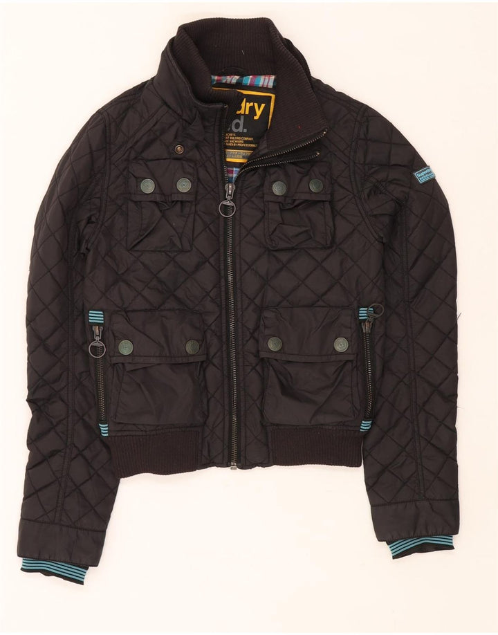 Jaqueta utilitária acolchoada feminina Superdry UK 10 pequena nylon preta