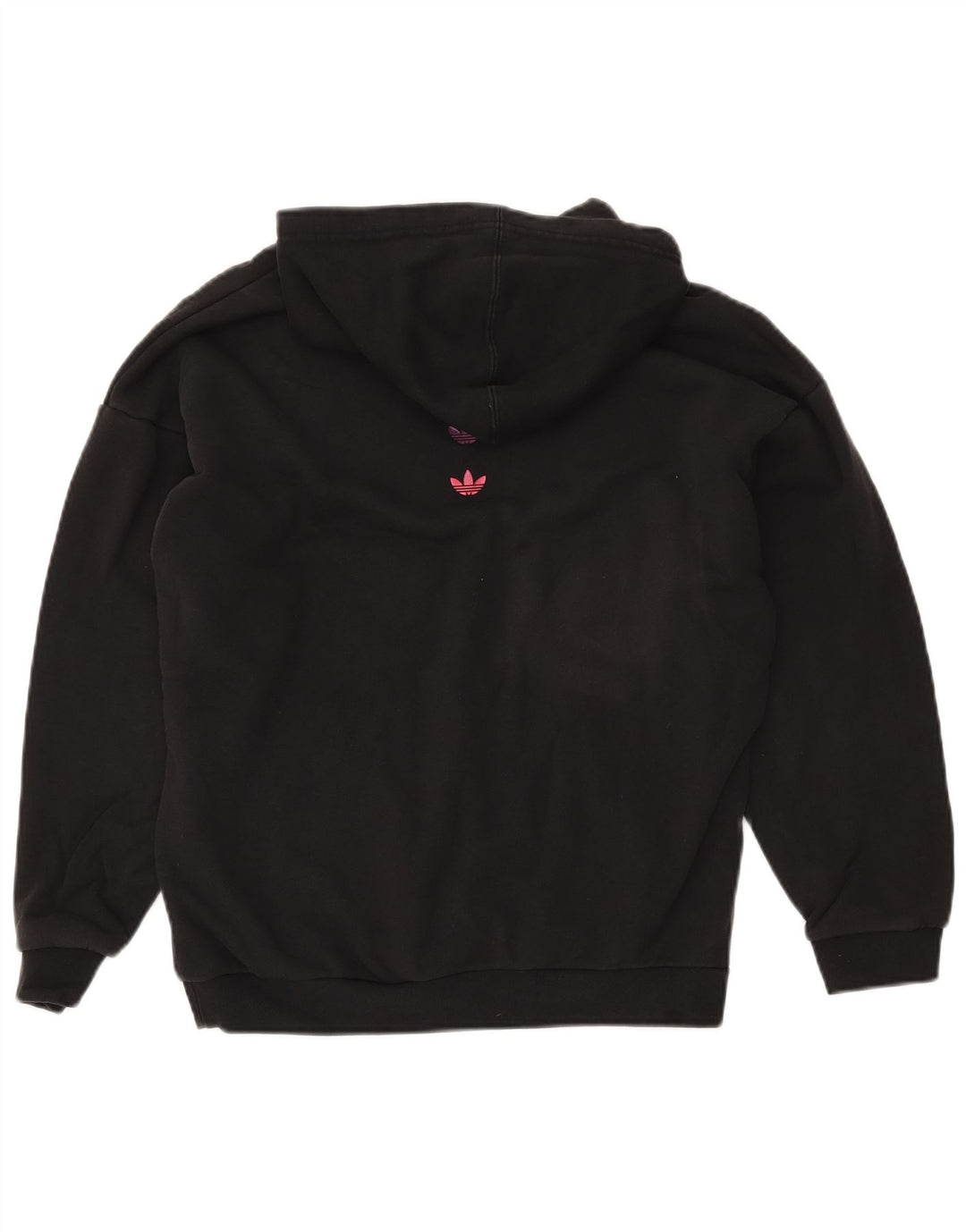 ADIDAS Womens Graphic Oversized Hoodie Jumper Reino Unido 12 Médio Algodão Preto