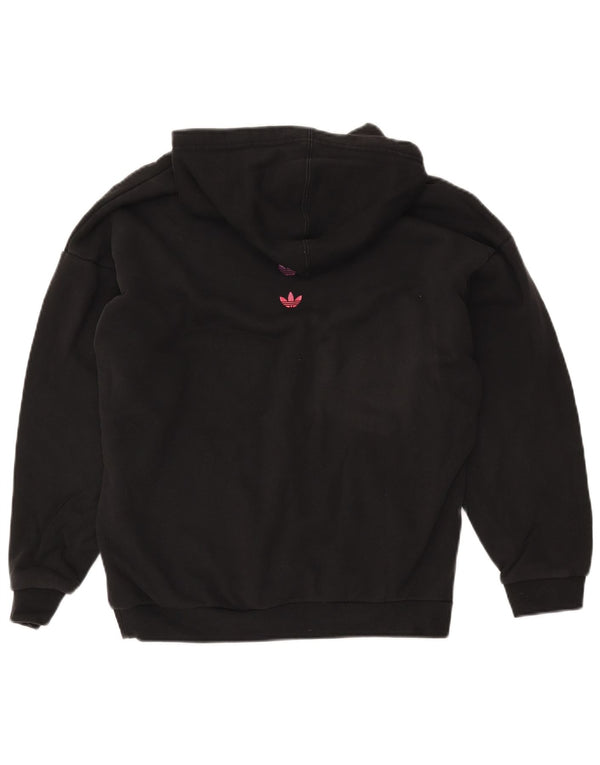 ADIDAS Womens Graphic Oversized Hoodie Jumper Reino Unido 12 Médio Algodão Preto