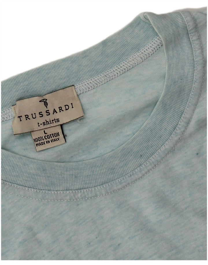 Camiseta masculina Trussardi Top grande algodão azul