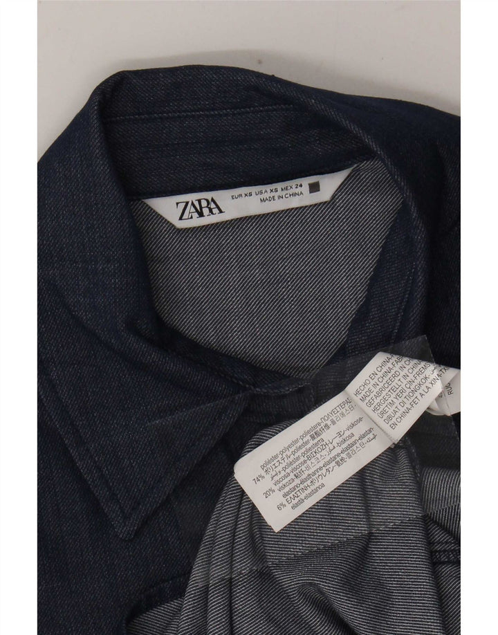 Camisa oversized feminina Zara UK 6 XS azul marinho poliéster