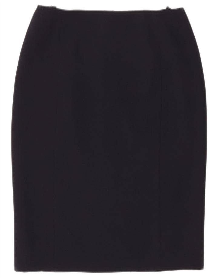 Saia lápis feminina Basler W26 pequena triacetato azul marinho