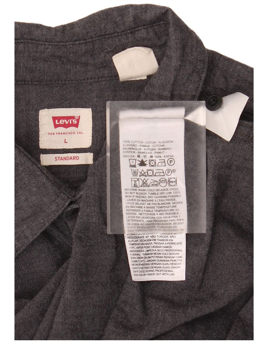 Camisa masculina de manga curta padrão LEVI'S grande algodão cinza