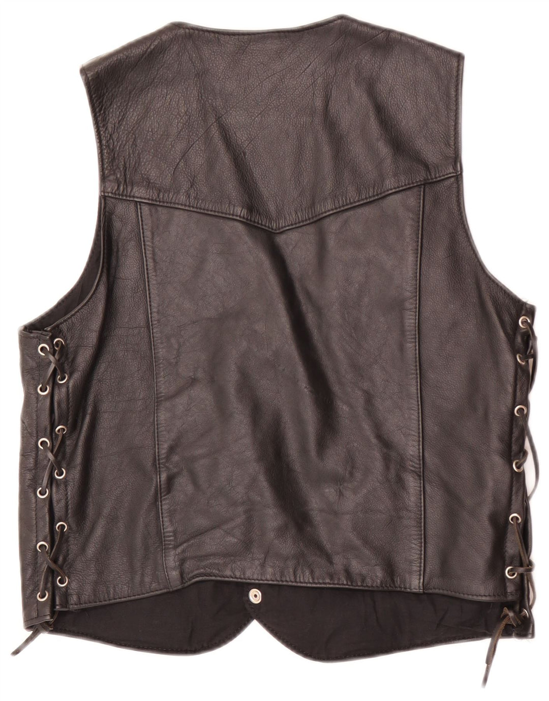 Colete de couro masculino vintage EU 44 XS preto