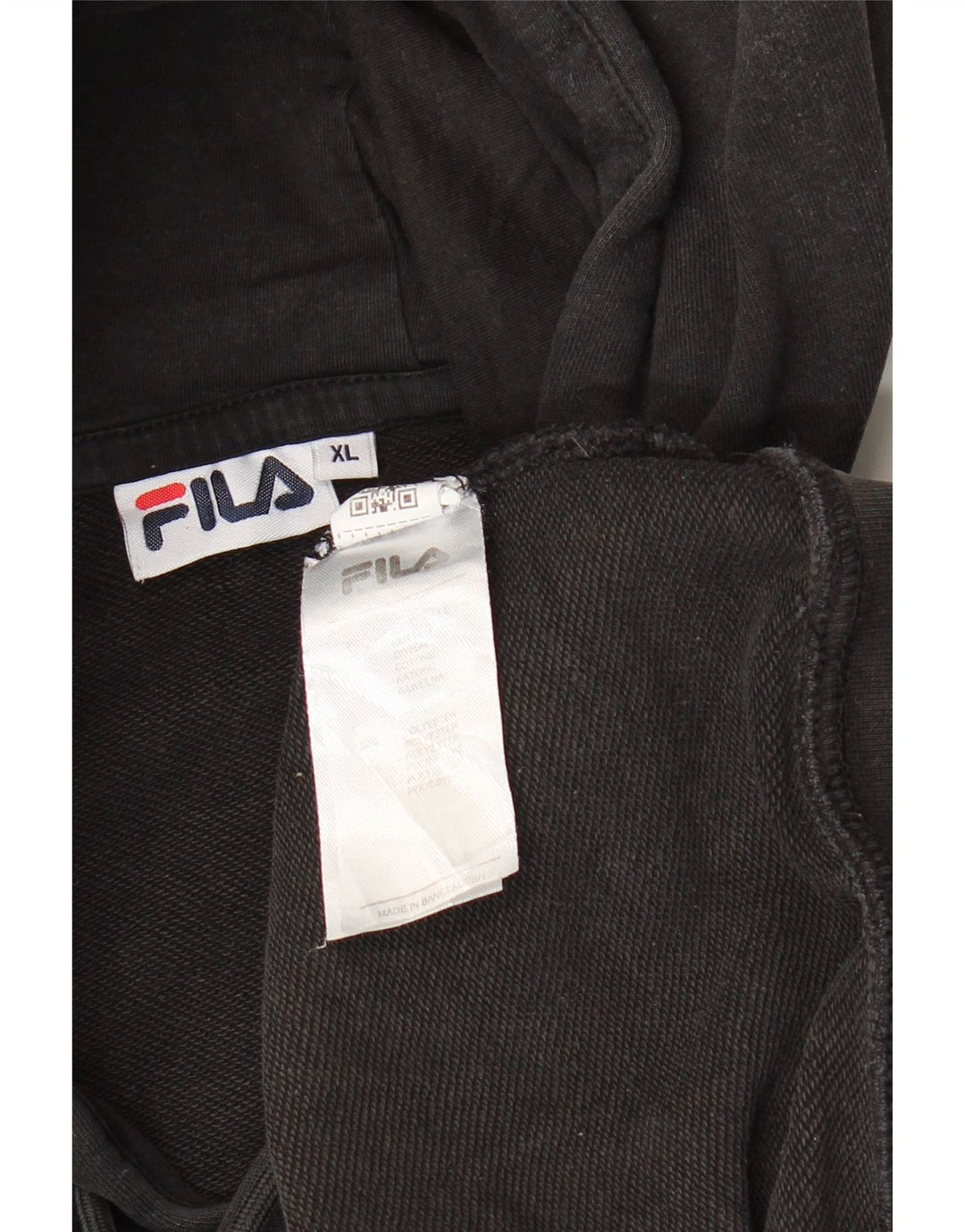 Pulôver feminino com capuz gráfico oversized FILA UK 18 XL algodão preto