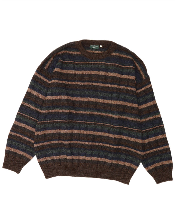 Suéter masculino Canda com gola redonda XL marrom listrado acrílico
