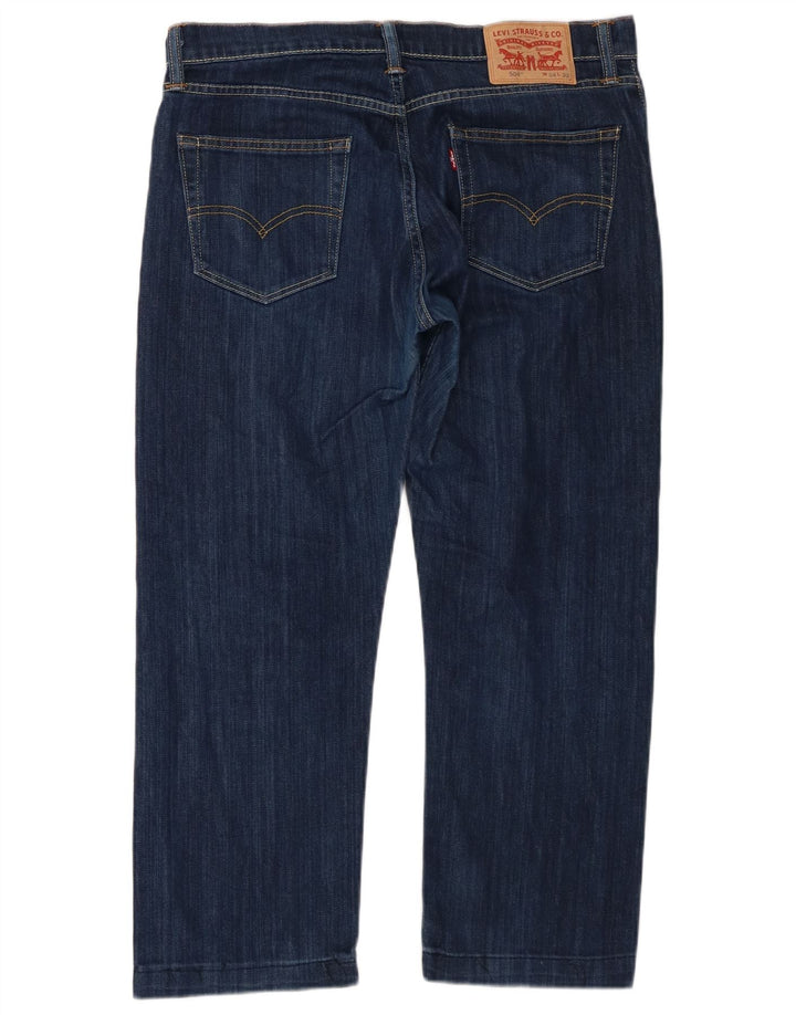 Calça jeans masculina Levi's 504 recortada W34 L25 azul marinho algodão
