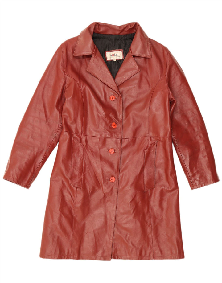 Casaco de couro feminino vintage Reino Unido 14 grande couro marrom