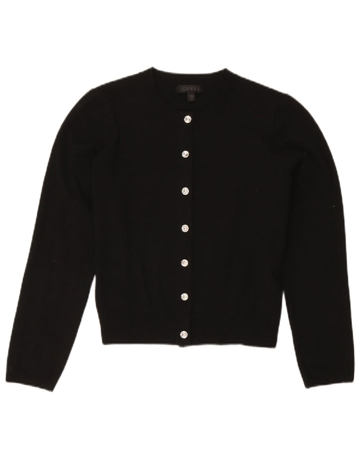 Suéter feminino Guess Crop Cardigan UK 12 poliéster preto médio