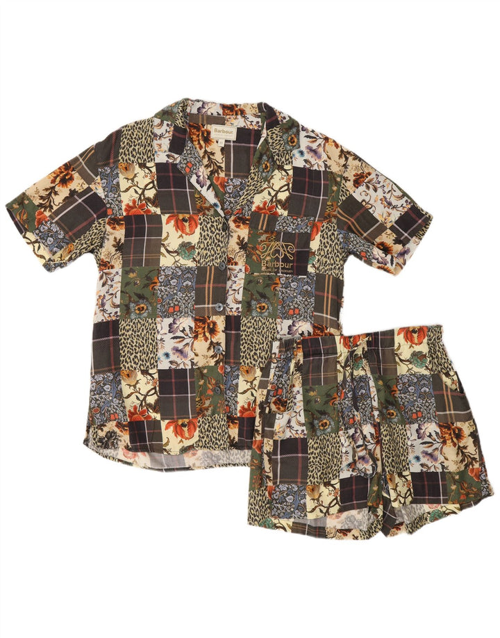 Conjunto de 2 peças de roupa de dormir feminina Barbour Reino Unido 6 XS W26 patchwork multicolorido