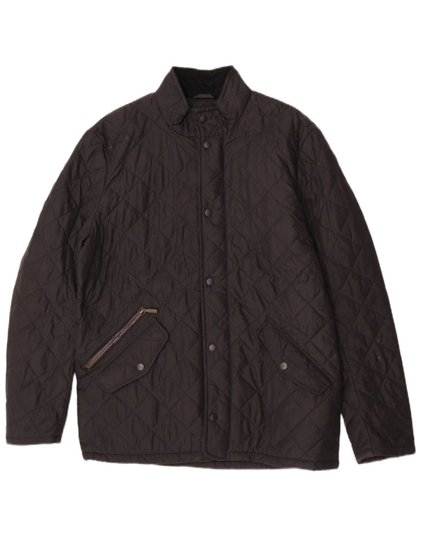Jaqueta acolchoada masculina Barbour UK 38 poliéster preto médio
