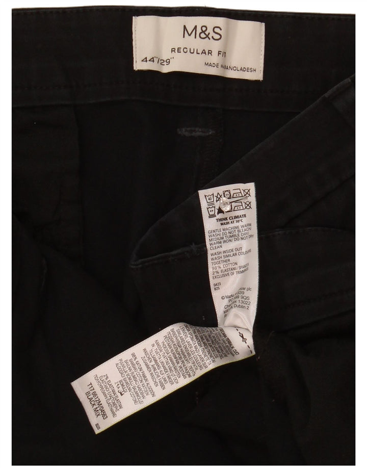 Calça cortada masculina Marks & Spencer Regular Fit W44 L25 algodão preto