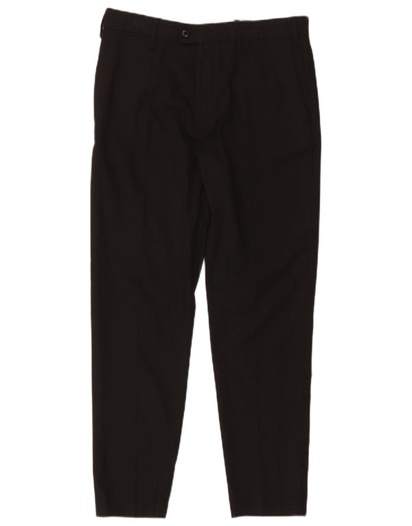 Zara Mens Slim Suit Calças EU 40 Médio W31 L27 Poliéster Preto