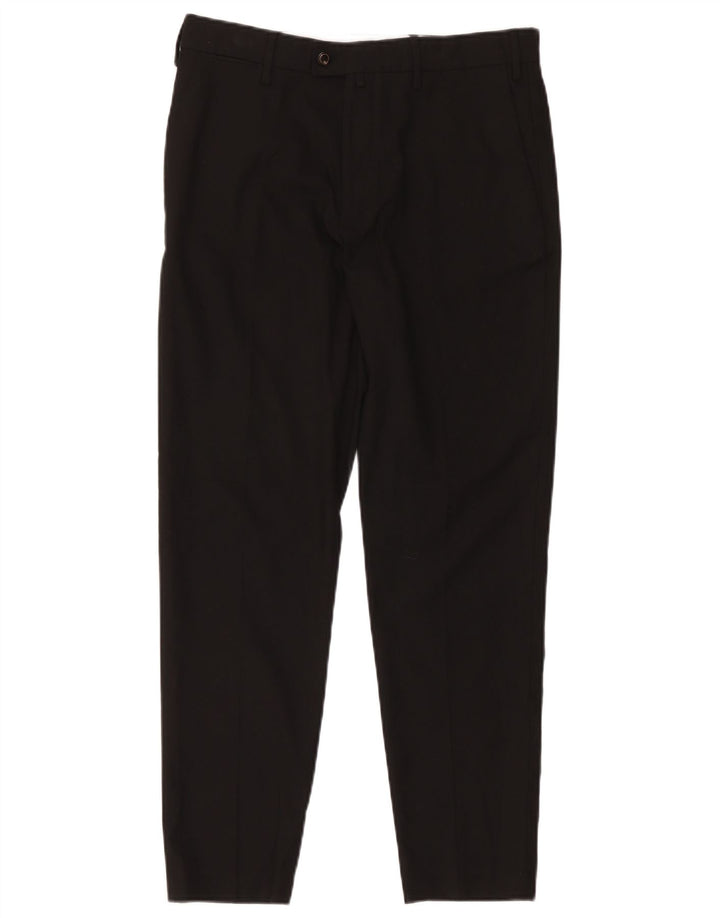 Zara Mens Slim Suit Calças EU 40 Médio W31 L27 Poliéster Preto