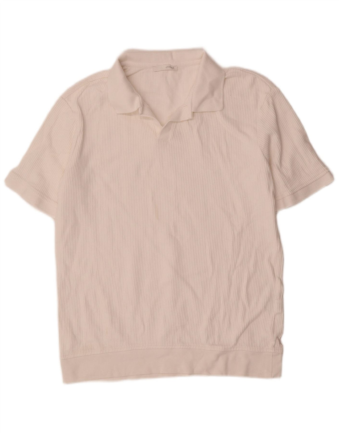 Camisa polo masculina Zara médio algodão listrado branco