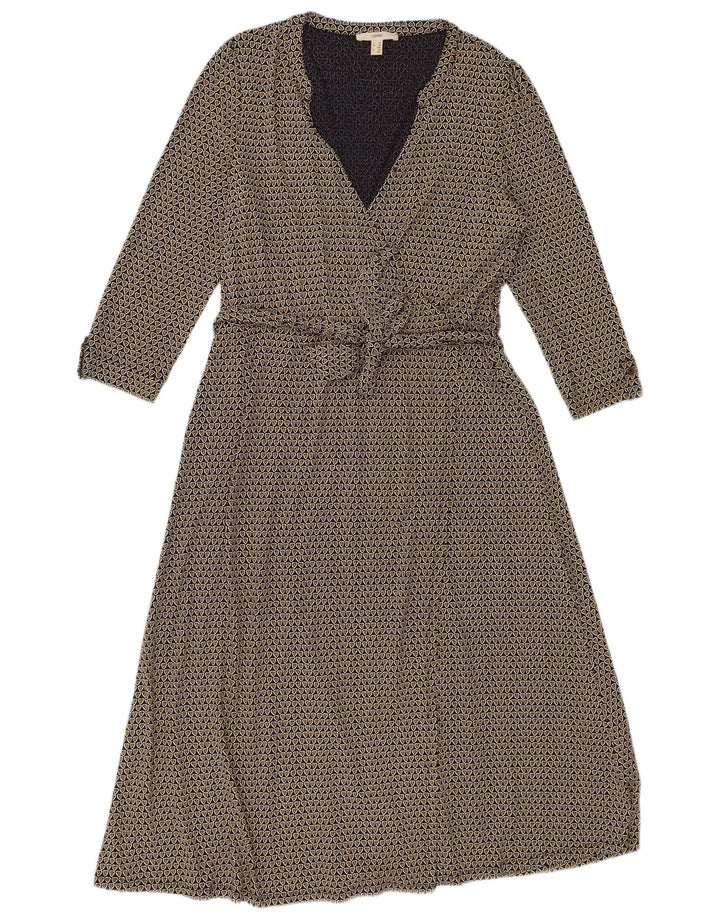 Vestido maxi feminino ESPRIT manga 3/4 Reino Unido 18 XL azul marinho viscose geométrica