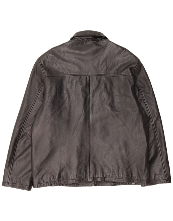 Jaqueta de couro masculina vintage UK 44 2XL couro preto
