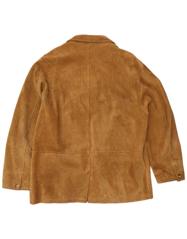 Jaqueta blazer masculina vintage de camurça com 4 botões IT 56 3XL bege