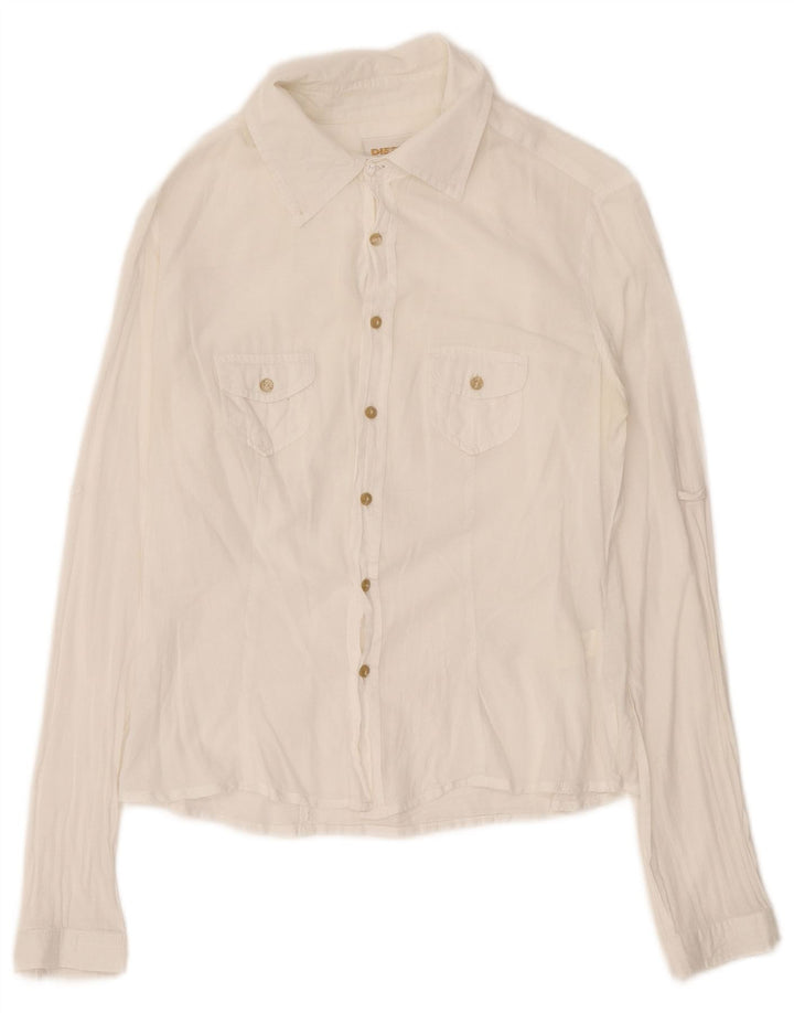 Camisa feminina Diesel UK 14 algodão branco médio
