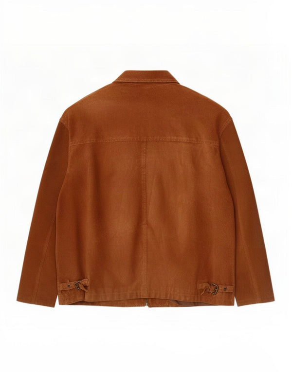 Jaqueta masculina vintage de camurça UK 42 XL couro marrom
