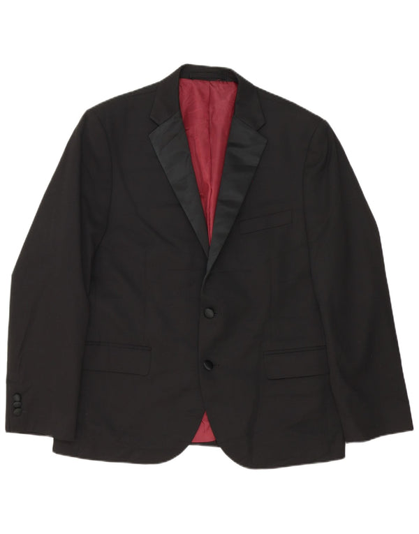Jaqueta blazer masculina Marks & Spencer sob medida com 2 botões Reino Unido 42 grande preta