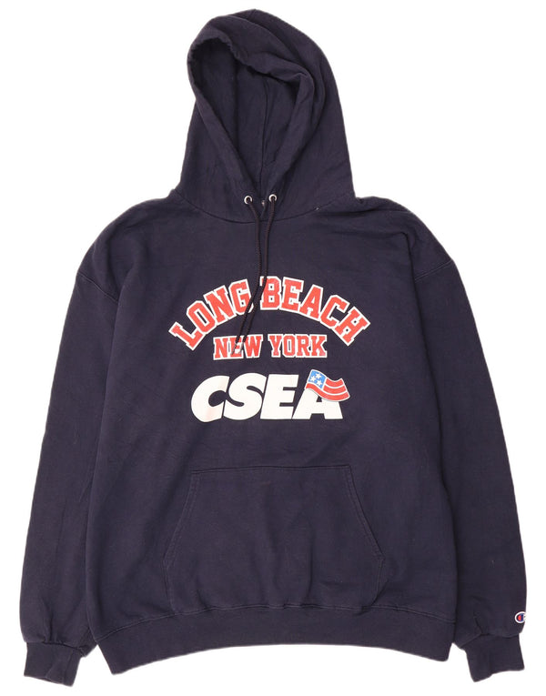 Jumper com capuz gráfico masculino Champion 2XL algodão azul marinho