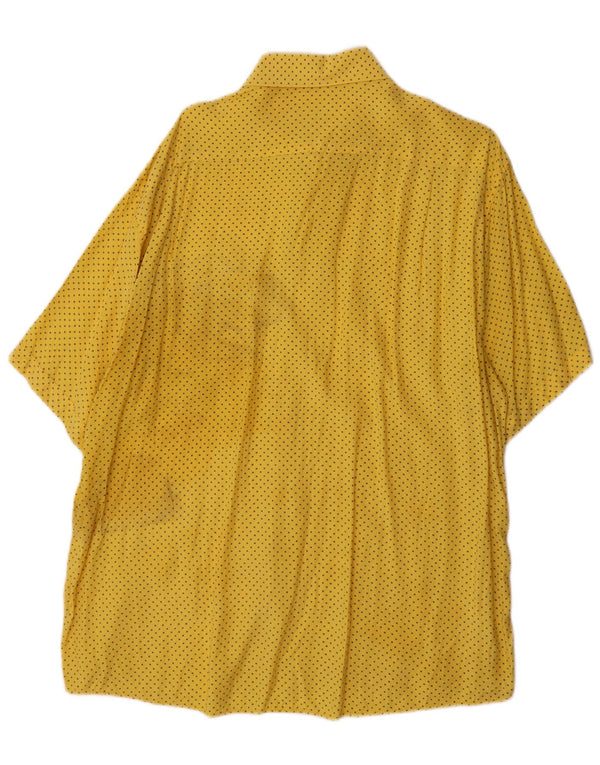 Camisa masculina vintage de manga curta grande viscose manchada amarela