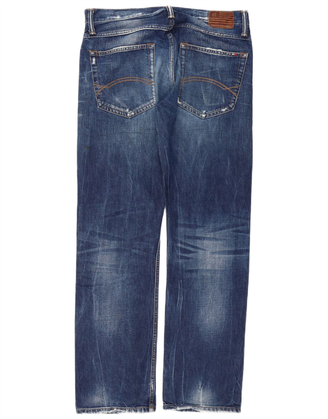 TOMMY HILFIGER Masculino Ryder Distressed Straight Jeans W34 L34 Azul Algodão