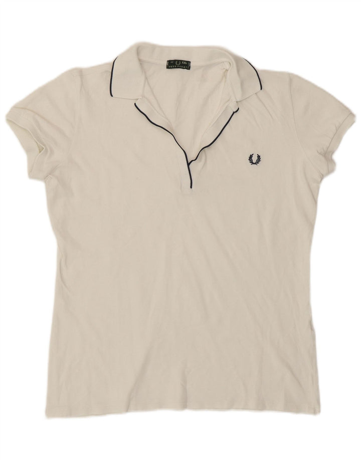 Camisa polo feminina Fred Perry UK 20 2XL branca