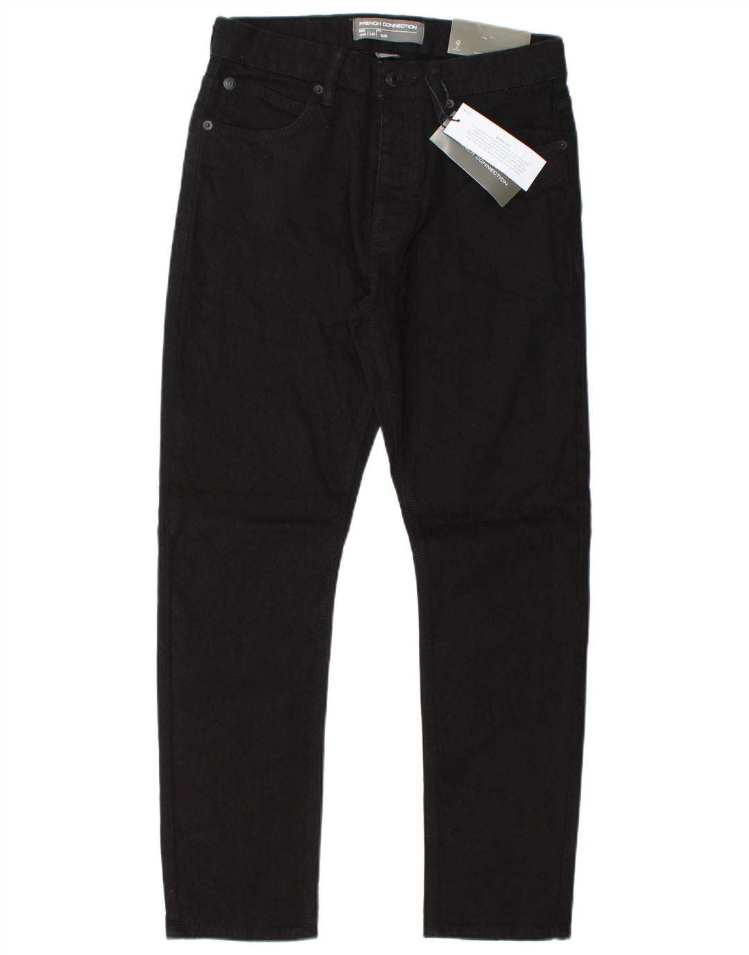 French Connection Masculino Slim Jeans W30 L30 Algodão Preto