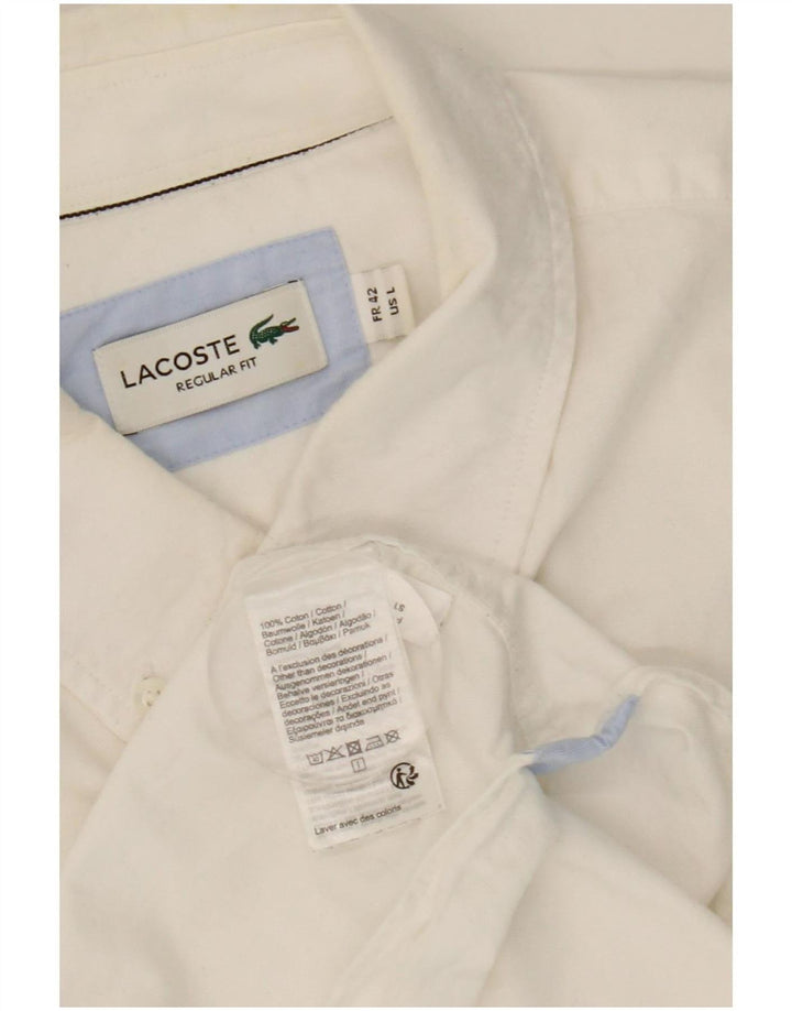 Camisa masculina Lacoste tamanho 42 grande algodão branco