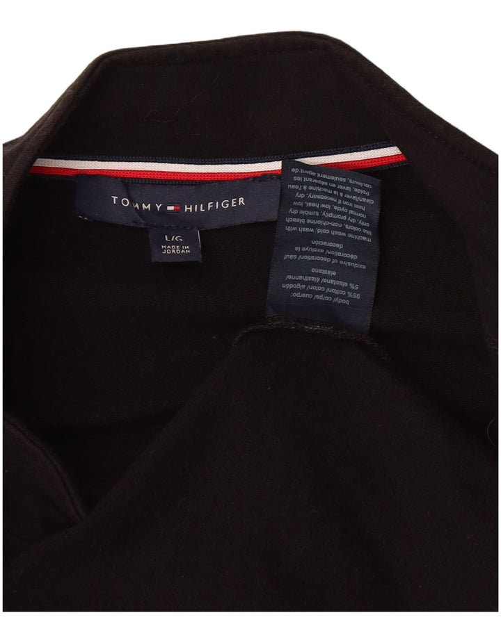 Cardigan feminino Tommy Hilfiger UK 16 grande algodão preto