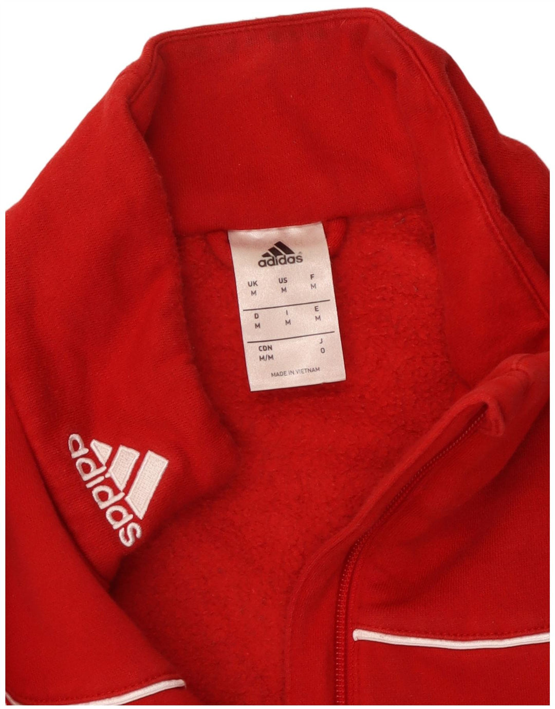 ADIDAS Mens Zip Neck Moletom Jumper Médio Vermelho